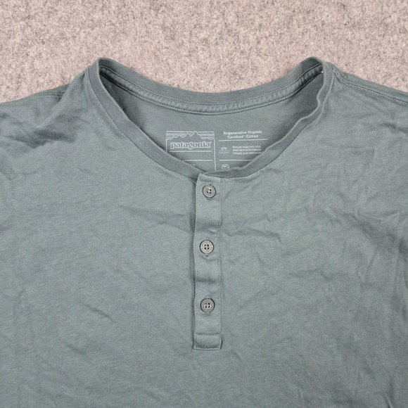 Patagonia Daily Henley Shirt Mens XL Green Long Sleeve Organic Cotton Outdoors - Picture 3 of 9